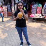 Enjoying King coconut drink during the Sri Lanka Tour