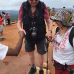 Climbing the Sigiriya rock by Senior citizen